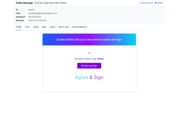 Step 4: Im Anschluss erhält der Auftragnehmer eine E-Mail mit der Einladung, den Vertrag zu prüfen und digital zu unterzeichnen.