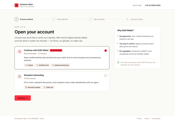 Step 1: Start des Onboarding-Prozesses zu 100% digital auf der Website der Bank.