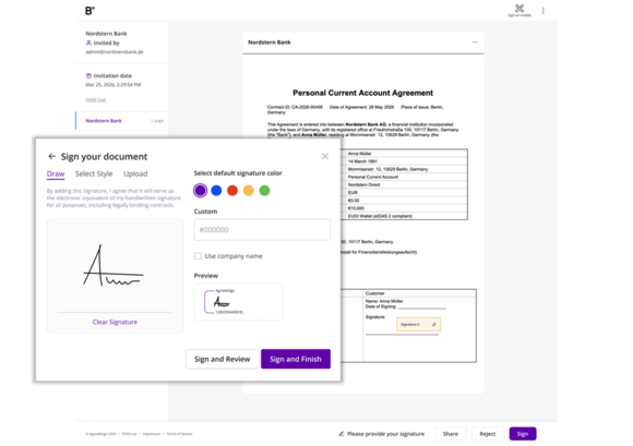 Step 5: Auf Basis der Daten wird der Vertrag erstellt und zur Unterschrift an den Kunden gesendet.​‌